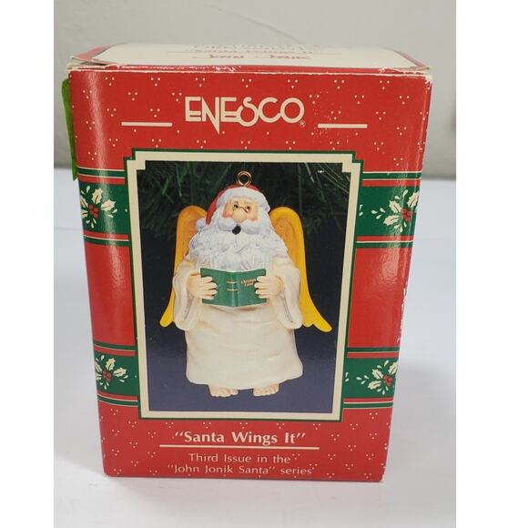 Vintage Enesco Treasury Of Christmas Ornaments "Santa Wings It", 1991 - Picture 1 of 7